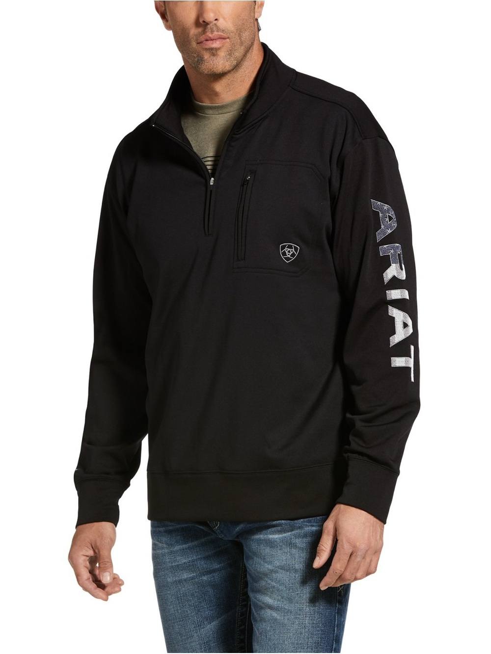 Ariat Men's Black TEK Team 1/4 Zip Long Sleeve Pullover Sweatshirt size L